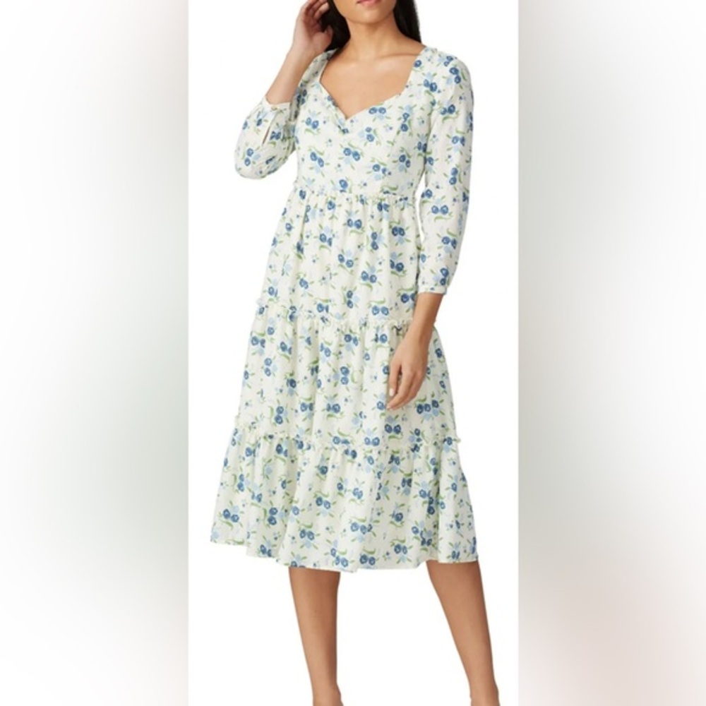 NWT Sweet Baby Jamie Bluebelle‎ Floral Tiered Midi Dress - XS